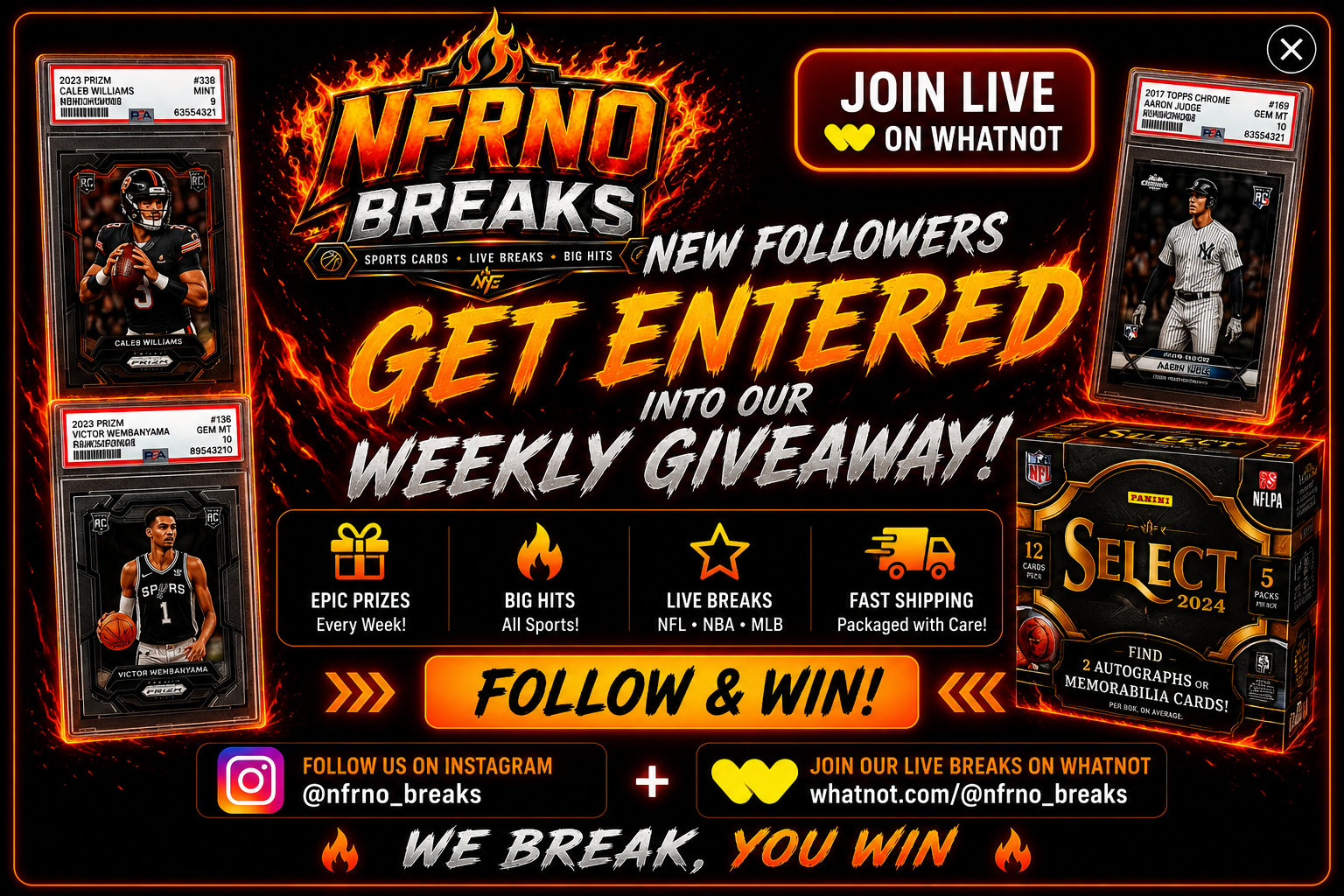 New followers get entered into our weekly giveaway